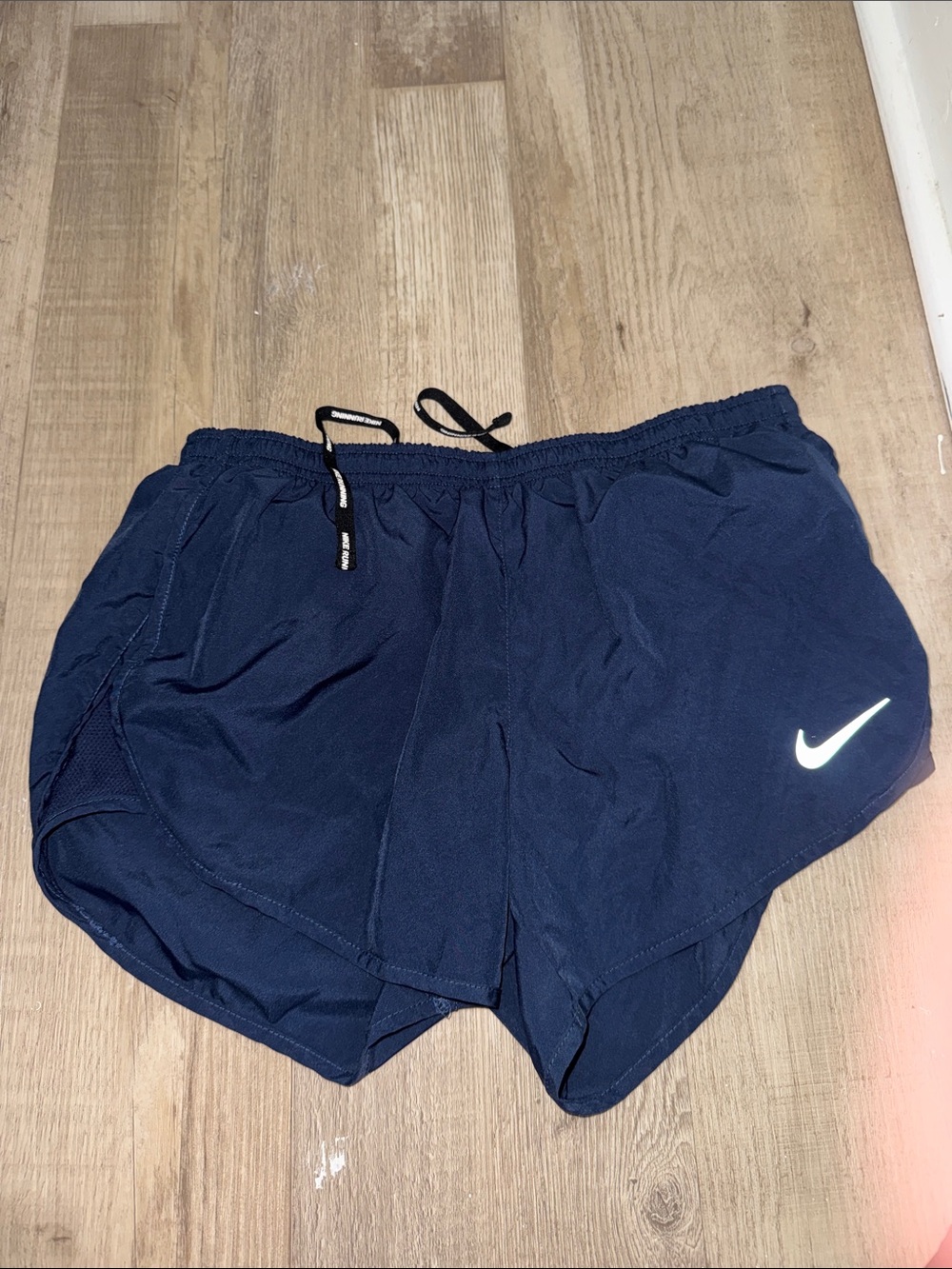 Nike Women's Navy Athletic Shorts with White Swoosh